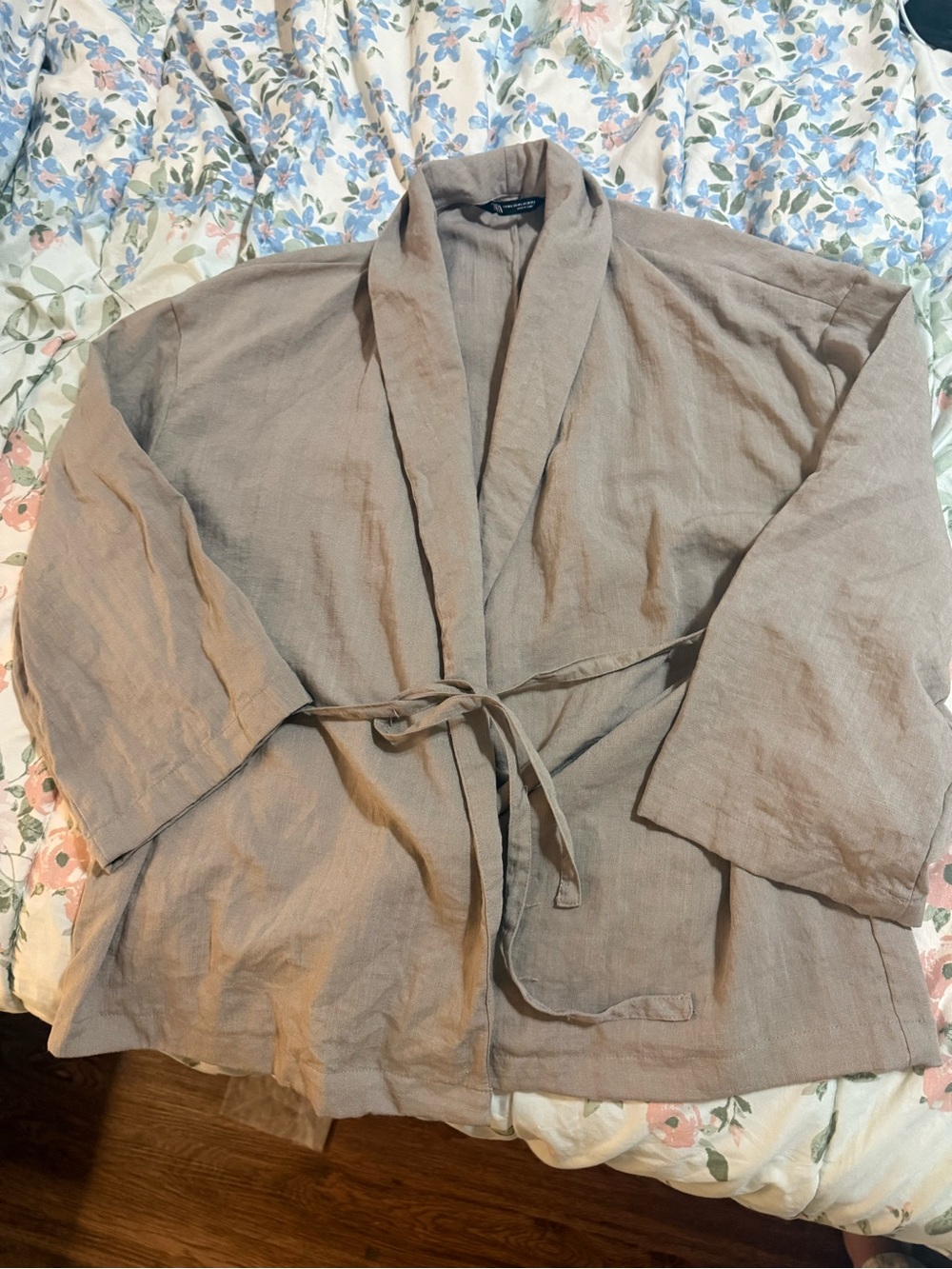ZARA Light Taupe Linen Wrap Jacket M/L